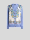 Etro Cardigan In Misto Cotone Ceruleo  Donna In Purple
