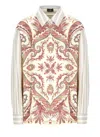Etro Camicia Over In Cotone A Righe Con Stampa In White