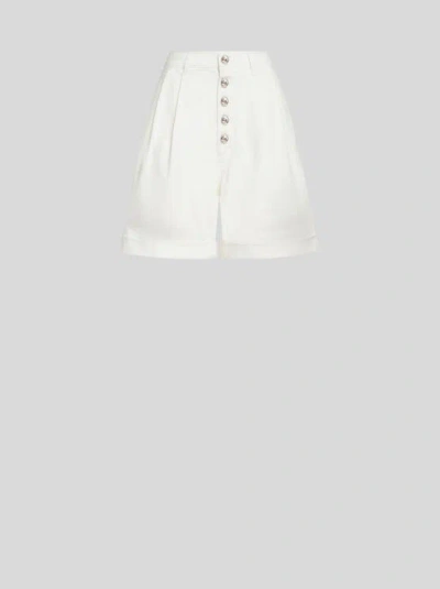ETRO , COTTON BERMUDA SHORTS WITH BUTTONS, WOMAN, WHITE, SIZE 40