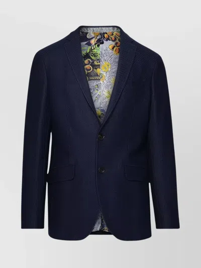 Etro Cotton Blazer Buttoned Cuffs In Blue