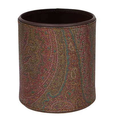 Etro Cotton-blend And Leather Arnica Pen Holder In Red