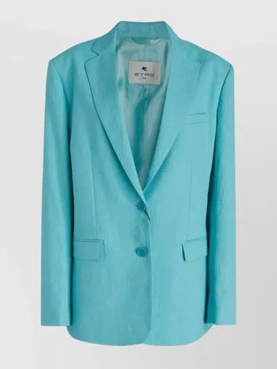 ETRO COTTON BLEND JACQUARD BLAZER WITH PAISLEY PATTERN