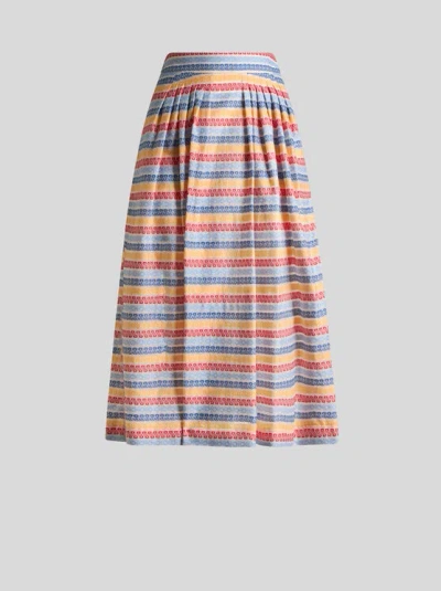 Etro , Cotton-blend Jacquard Midi Skirt, Woman, Multicolour, Size 46