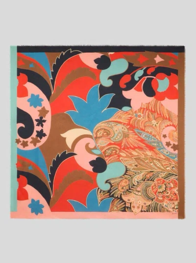 Etro , Cotton-blend Jacquard Shawl With Floral Paisley Motif, Woman, Multicolour