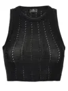 Etro Black Crop Top With Knitted Design And Openwork Detail In Black