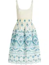 Etro Chic Blue And White Cotton Blend Dress With Front Tie And Cut-out Details