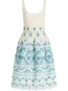 Etro Chic Blue And White Cotton Blend Dress With Front Tie And Cut-out Details In White