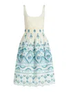 Etro Chic Blue And White Cotton Blend Dress With Front Tie And Cut-out Details In White
