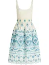 Etro Chic Blue And White Cotton Blend Dress With Front Tie And Cut-out Details In White