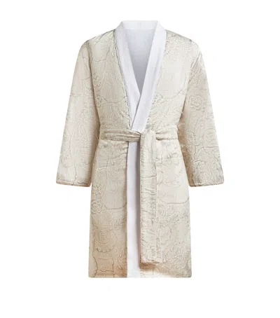 Etro Cotton Bloom Bathrobe In Grey