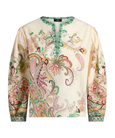 ETRO ETRO PAISLEY PRINTED V-NECK BLOUSE