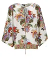 Etro Tie-detailed Floral-print Cotton And Silk-blend Voile Blouse In White