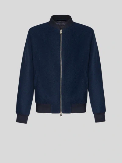 Etro Textured Cotton Bomber Jacket In Blue