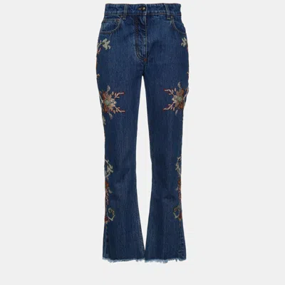 Pre-owned Etro Cotton Bootcut Jeans 28 In Blue