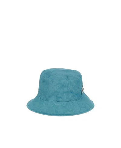 Etro Cotton Bucket Hat In Blue