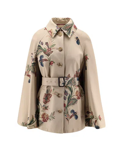 Etro Cotton Cape With Floral Print
