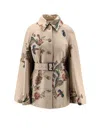 Etro Cape-effect Belted Printed Cotton-blend Twill Jacket In Neutral