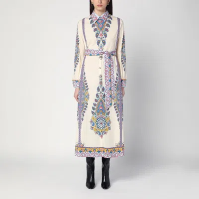 Etro Cotton Chemise Dress With Paisley Print In Pink