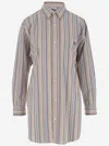 Etro Oversized Multicolor Shirt With Stripe Motif And Pegasus Embroidery In Cotton Woman
