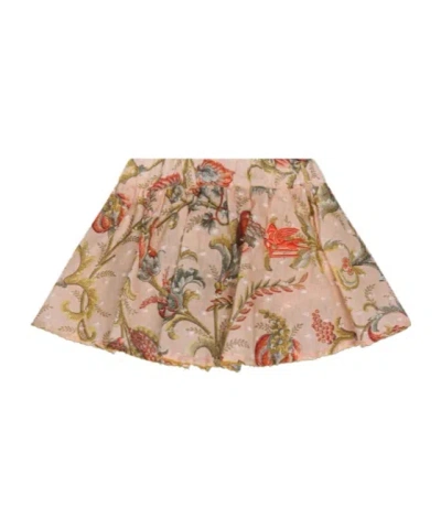 Etro Cotton Dotted Swiss Culottes With Leafy Floral Print In Blue