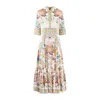 Etro Gathered Floral-print Cotton-blend Poplin Midi Dress In White
