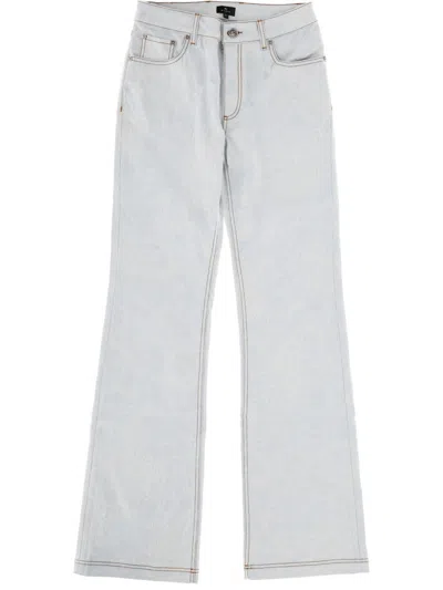 Etro Cotton Elastane Pants In Blue