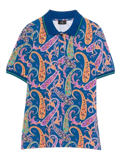 Etro Cotton Elastane Shirt Jacket In Blue