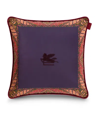 Etro Cotton Embroidered Boyd Cushion In Multi