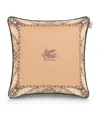 Etro Cotton Embroidered Cushion In Brown