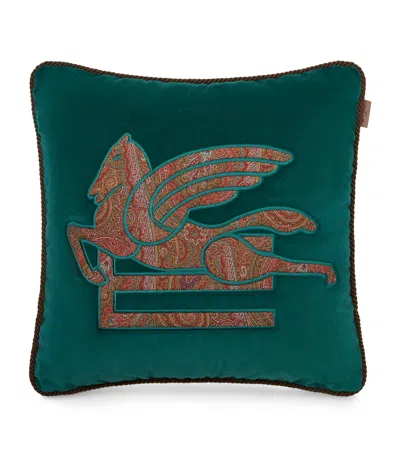 Etro Cotton Embroidered Somerset Cushion In Blue