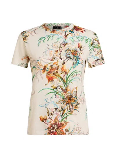 Etro Cotton Floral-motif T-shirt In Multi