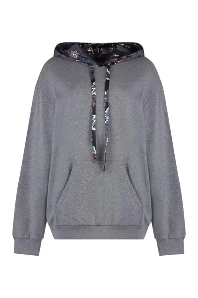 Etro Contasting-hood Cotton Hoodie In Gray