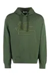 Etro Ribbed Cotton Hoodie With Drawstring In Green