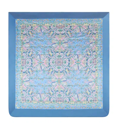 Etro Cotton Iris Quilted Bedspread In Blue