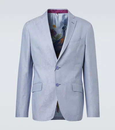 Etro Cotton Jacquard Blazer In Blue