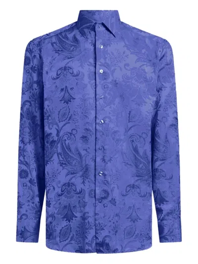 Etro Cotton Jacquard Shirt In Blue