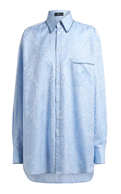 Etro Cotton Jacquard Shirt In Blue