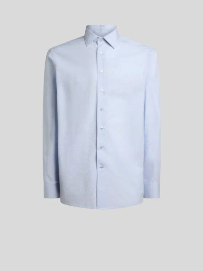 ETRO , COTTON JACQUARD SHIRT, MAN, POWDER BLUE, SIZE 44