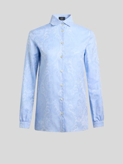 ETRO , COTTON JACQUARD SHIRT, WOMAN, LIGHT BLUE, SIZE 48