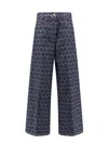 Etro Printed Denim High Rise Wide Jeans