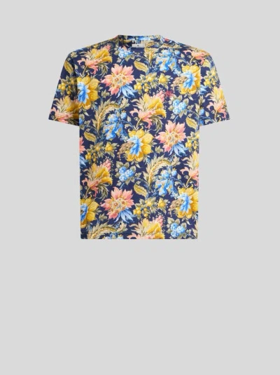 Etro Cotton-jersey T-shirt With Floral-motif In Multi