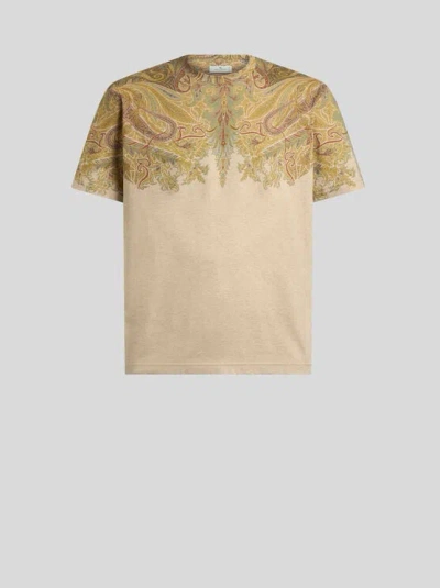 Etro Cotton-jersey T-shirt With Placed Paisley Pochette Print In Multi