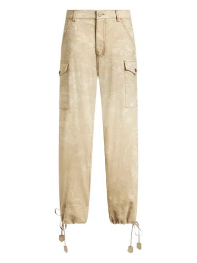 Etro Cotton Linen Elastane Pants In Brown