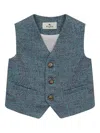 Etro Cotton-linen Waistcoat In Blue