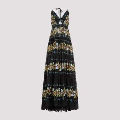 Etro Cotton Long Dress In Stampa Fdo Nero