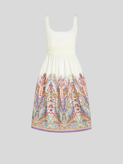 Etro Printed Midi Dress In Multicolour