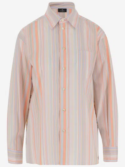 Etro Cotton Mon Striped Pattern Shirt In Multicolor