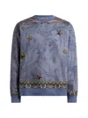 Etro Cotton-blend Sweatshirt With Placed Pegaso-print In Blue