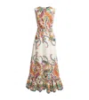 Etro Long Cotton Dress With Placed Floral Paisley Print In White