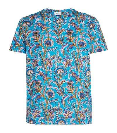 Etro Cotton Paisley T-shirt In Clear Blue